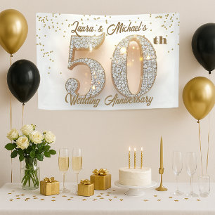 Banderoles Diamant doré 50e anniversaire du Mariage