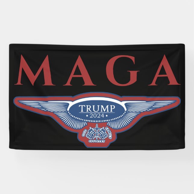 BANDEROLES DIEU FAMILLE PAYS AVIONS DE PAYS TRUMP 2024 MAGA (Horizontal)