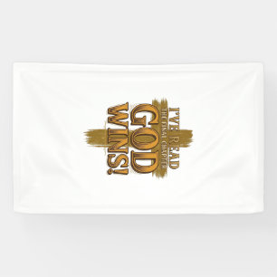 Banderoles Dieu Gagne Chemise de typographie de croix vintage
