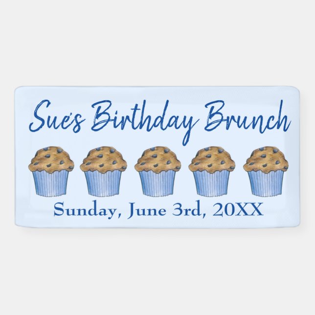 Banderoles Dimanche Petit-déjeuner Brunch Party Blueberry Muf (Horizontal)