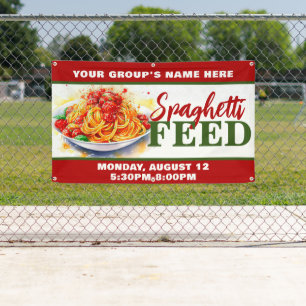 Banderoles Dîner de charité spaghetti personnalisé et promoti
