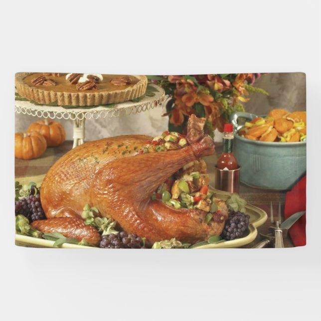 Banderoles Dîner de dinde Thanksgiving (Horizontal)