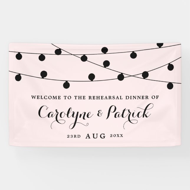 Banderoles Dîner de répétition Blush Pink Whimsical Fairy (Horizontal)