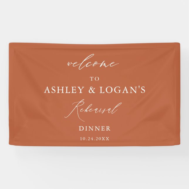 Banderoles Dîner de répétition Mariage moderne Burnt Orange (Horizontal)