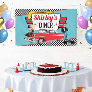Banderoles Diner Retro Voiture 1950 Fête Sock Hop Ban