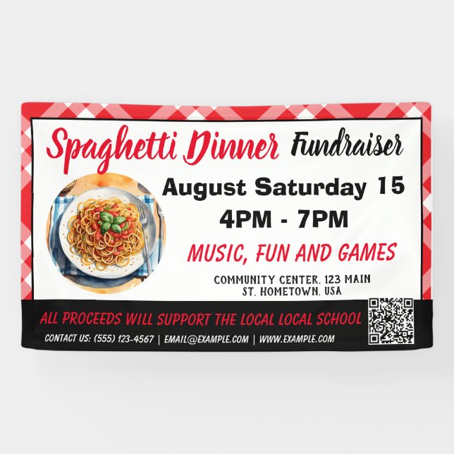 Banderoles Dîner Spaghetti Bandeau de collecte de fonds (Horizontal)