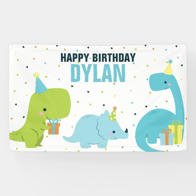Banderoles Dino Anniversaire de enfant Party (Horizontal)