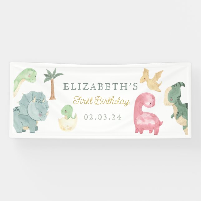 Banderoles Dino Party Dino mite Anniversaire Bienvenue (Horizontal)