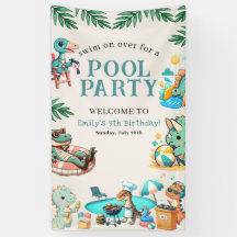 Dino Pool Party Anniversaire Invitation