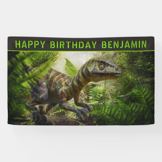 Banderoles Dinosaur fête d'anniversaire (Horizontal)