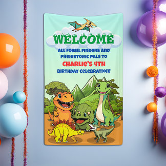 Banderoles Dinosaur Jurassic Cute Caricature Préhistorique Bi