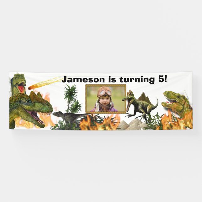 Banderoles Dinosaur rugir T-rex flammes meteor photo boys (Horizontal)