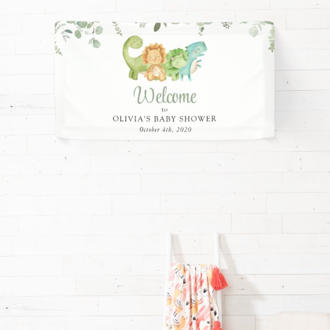 Banderoles Dinosaures mignons, Jurassique, Baby shower Bienve (Insitu)
