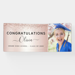 Banderoles Diplômé 2026 Rose Gold Pailleté Blush Rose