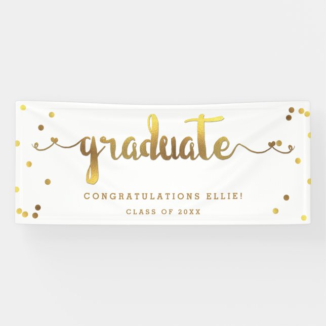 Banderoles Diplômé chic de confettis de feuille d'or de Faux (Horizontal)