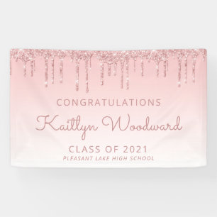 Banderoles Diplôme de Parties scintillant rose chic