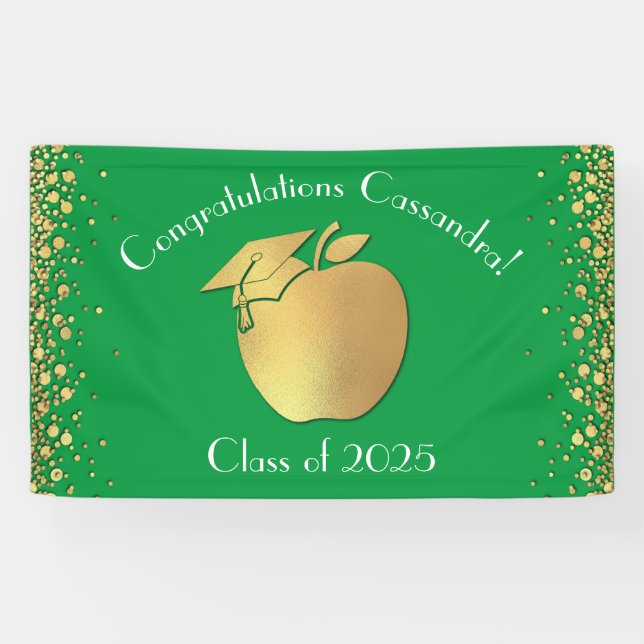 Banderoles Diplôme d'enseignement Vert Or (Horizontal)