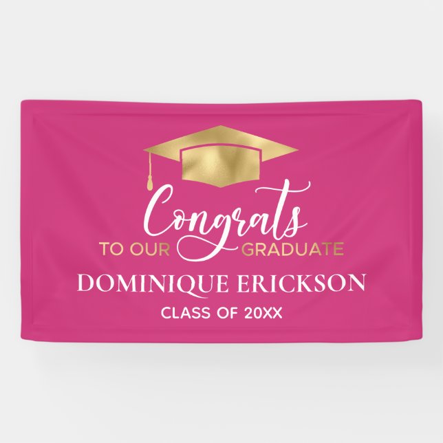 Banderoles Diplôme d'or rose moderne simple (Horizontal)