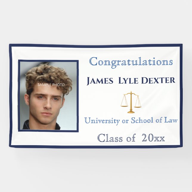 Banderoles Diplôme en droit Échelles de la justice Photo (Horizontal)