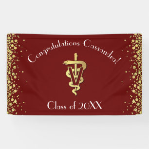 Banderoles Diplômé Vétérinaire Marron Or