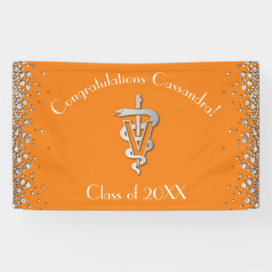 Banderoles Diplômé Vétérinaire Orange Argent