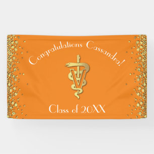 Banderoles Diplômé Vétérinaire Orange Or