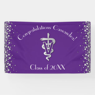 Banderoles Diplômé Vétérinaire Violet Argent