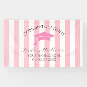 Banderoles Diplômée Fille Rose Personnalisée