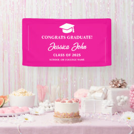 Banderoles Diplômée rose Félicitations pour votre remise de d
