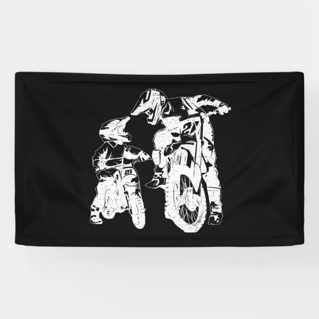 Banderoles Dirt Vélo Papa Motocross Motorcycle Père (Horizontal)