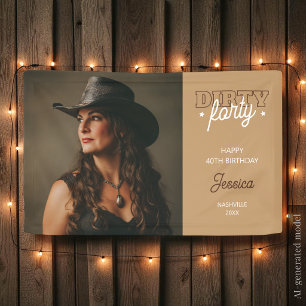 Banderoles Dirty Forty Rodeo Western Photo 40e Anniversaire