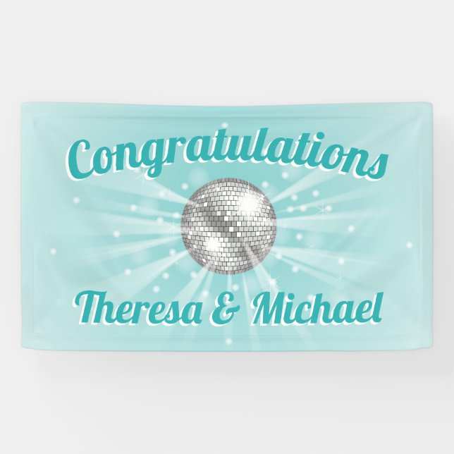 Banderoles Disco Ball Baby shower Super Blue Boy (Horizontal)