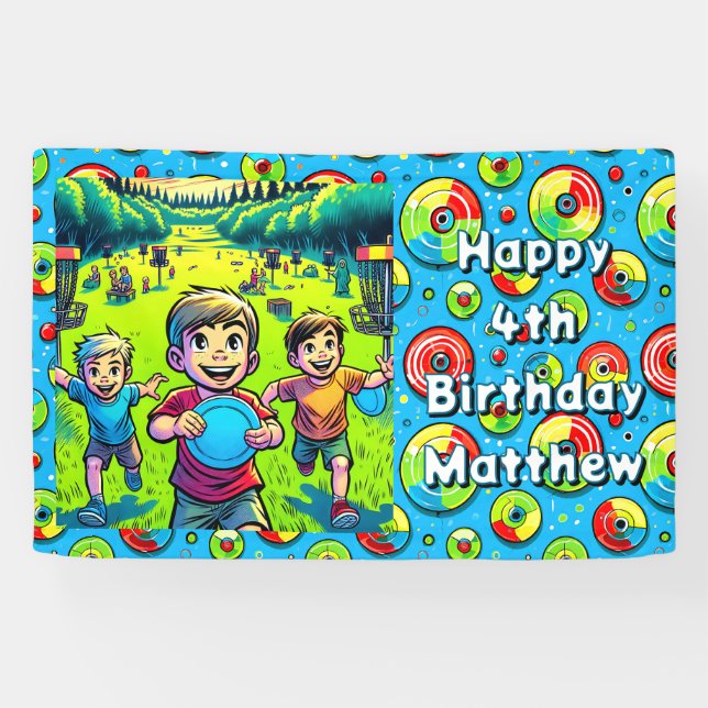 Banderoles Disque personnalisé Golf Boy's Birthday (Horizontal)