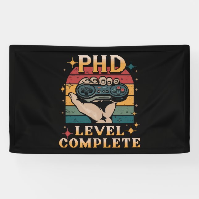 Banderoles Doctorat Niveau Terminé Doctorat Doctorat Jeu (Horizontal)