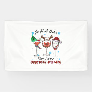 Banderoles Don De Noël Juste Une Fille Qui Aime Noël Et Vin