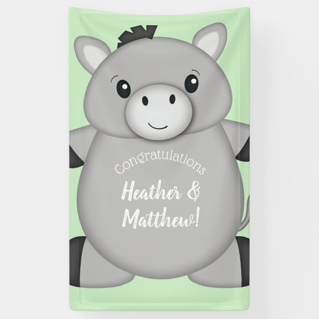 Banderoles Donkey Baby shower Green (Vertical)