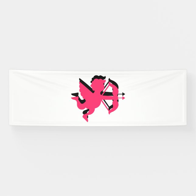 Banderoles Double Cupid Saint-Valentin 2.5x8 Vinyle (Horizontal)
