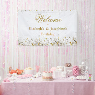 Banderoles Double mixte adulte fête d'anniversaire   Blanc do