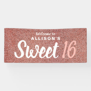 Banderoles Douce 16 Anniversaire Rose Gold Nom de la Parties