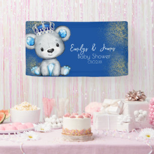 Banderoles Douce Ourson Royal Bleu Baby Shower 