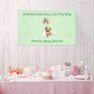 Banderoles Douce petite chose en route Fête de bébé verte