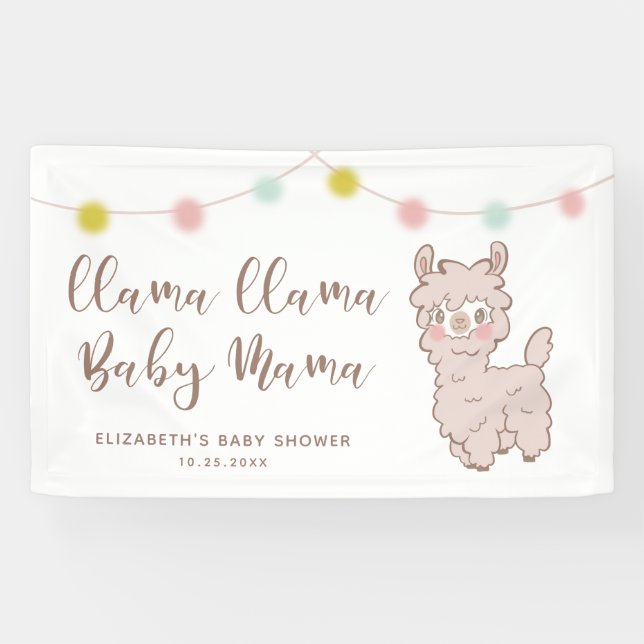 Banderoles Douche Llama Baby Mama (Horizontal)