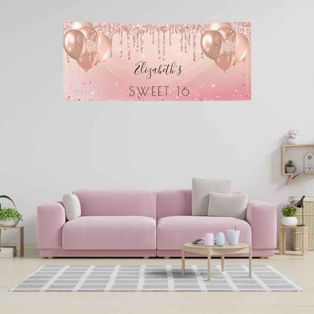 Banderoles Doux 16 ballons en or rose rose parties scintillan (Créateur téléchargé)