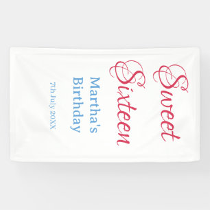 Banderoles Douze ans rose nom date calligraphie boho bleu