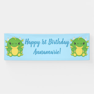 Banderoles Dragon Birthday Party Blue