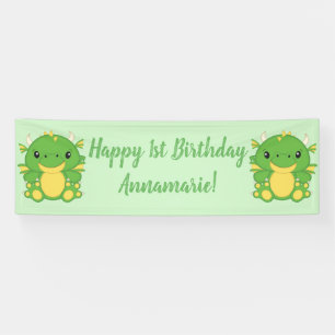Banderoles Dragon Birthday Party Green