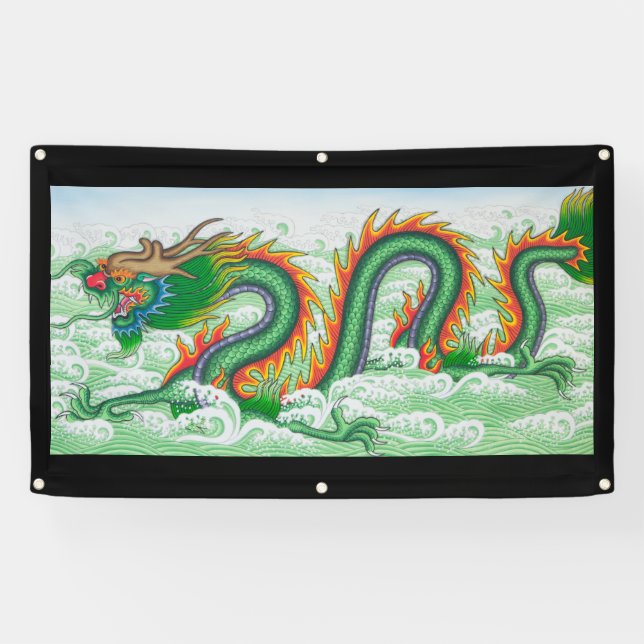 BANDEROLES DRAGON JAPONAIS EN BANNER OCÉAN AVEC GROMMETS (Horizontal)