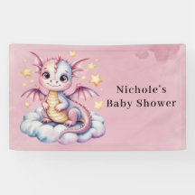 Dragon Whimsical Sur Un Baby shower Nuageux