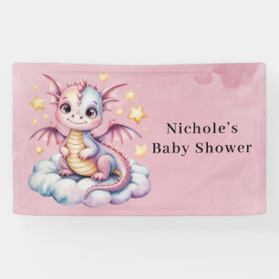 Banderoles Dragon Whimsical Sur Un Baby shower Nuageux