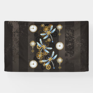 Banderoles Dragonflies de Steampunk sur arrière - plan rayé b